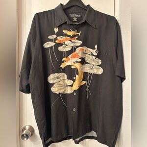 Rare Vintage Tori Richard Koi Fish Button Up T-Shirt